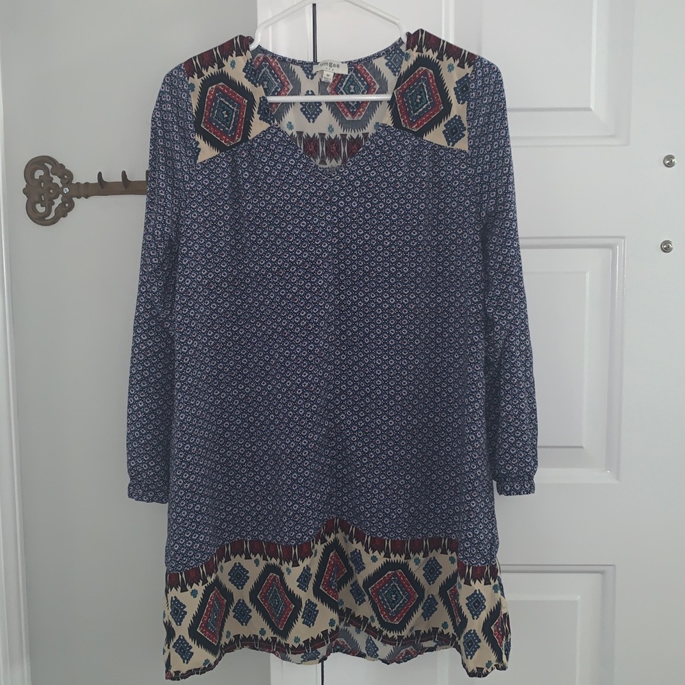Umgee Mixed Print Shift Dress